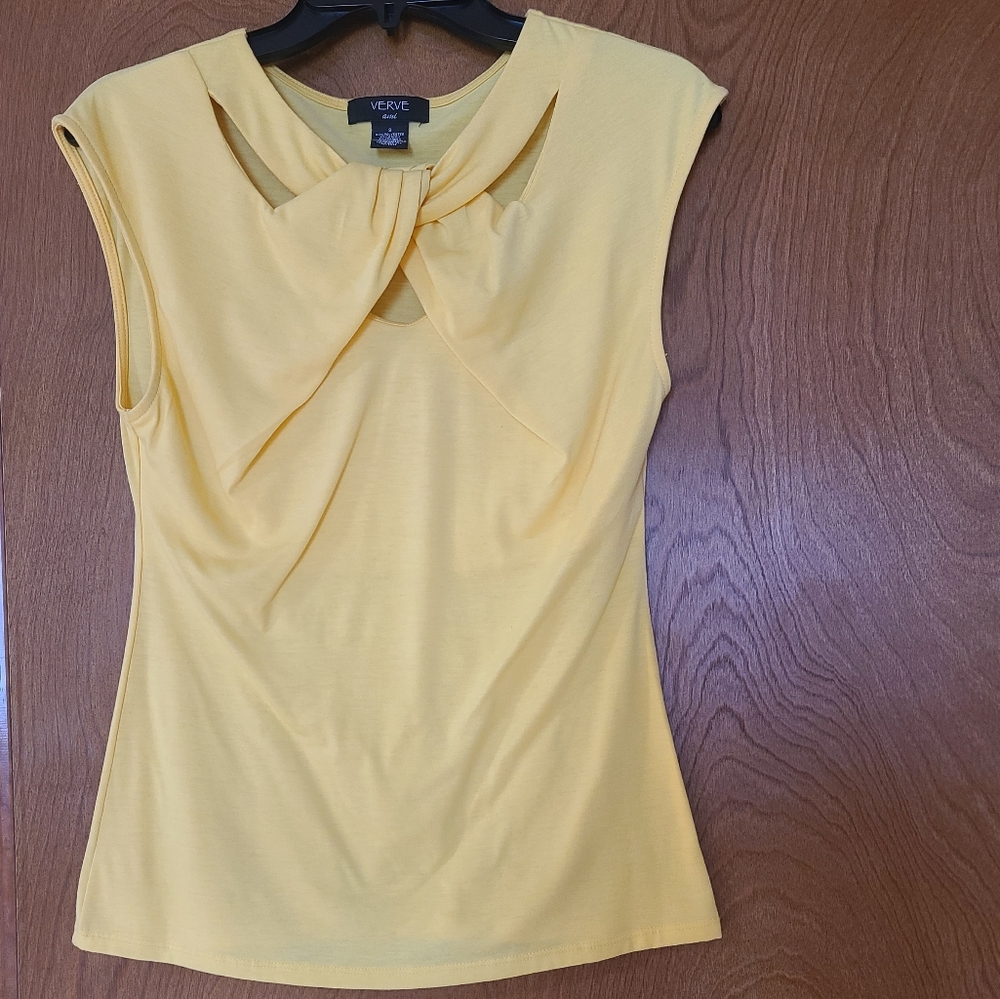 Yellow Verve Ami Twist Neck Top, Size S - Picture 3 of 8